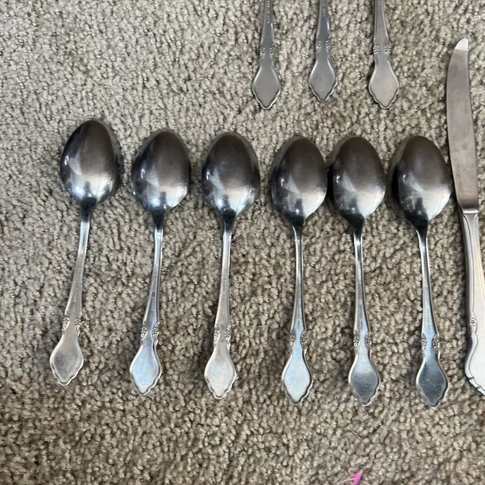 lot-14 Vtg  Flatware Spoons‎ Knives Forks Japan Northland Stainless